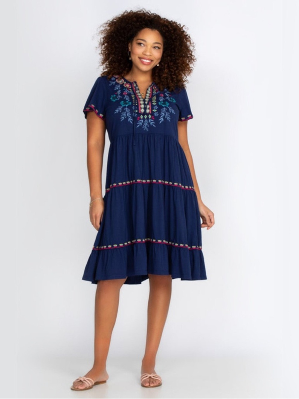 Johnny Was SICILIA TIERED KNIT DRESS S